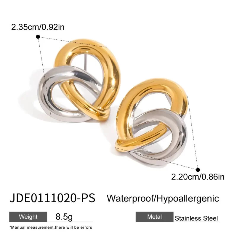 18K Gold Stainless Steel Polished Minimalist Trendy Jewelry Twisted Heart Hoop Earrings for Women - Image 6