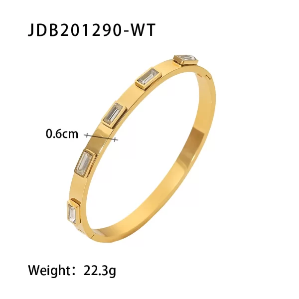 Luxury Green White Cubic Zirconia Stainless Steel Bangle Non Adjustable Luxury Exquisite Jewelry for Women Gift - Image 6