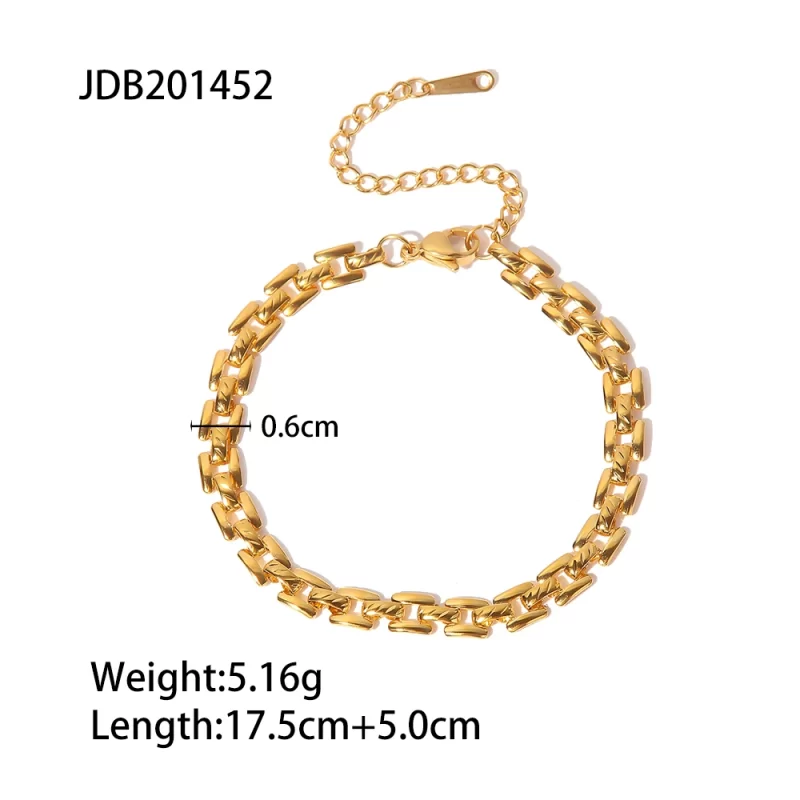 New Metallic Style Strap Bracelet 18k Gold Color Stainless Steel Trendy Charm Waterproof Jewelry for Women Men - Image 5