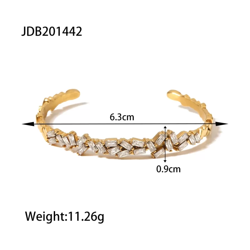 Fashion Waterproof Delicate Shiny Cubic Zirconia Stainless Steel 18K Gold Plated Bracelet Luxury Jewelry - Image 6