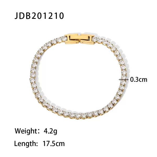 Jewelry Stainless Steel Snap Bracelet 14K Gold Plated Full Zircon Bracelet for Female - Image 4