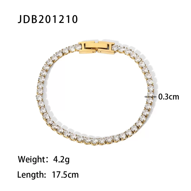 Jewelry Stainless Steel Snap Bracelet 14K Gold Plated Full Zircon Bracelet for Female - Image 4
