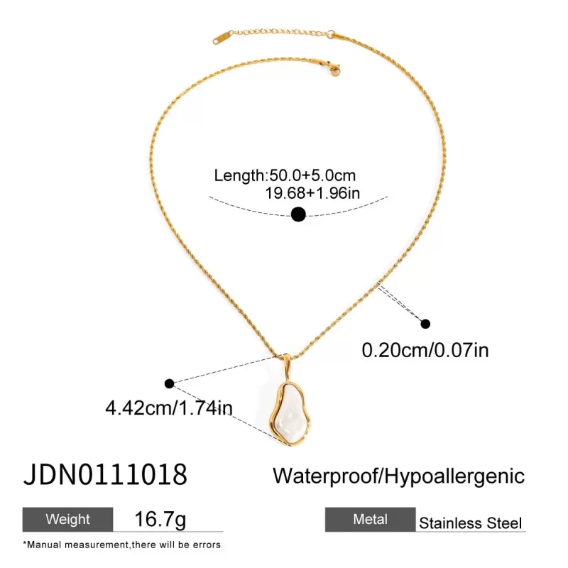 J&D Vintage Style 18K Gold Stainless Steel Stud Necklace with Imitation Pearl Pendant Fashionable Accessory - Image 6