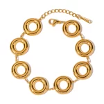 Stainless Steel Exquisite Glossy Circle Bracelet 18K Gold Plated For Women Men Fashion Waterproof Jewelry Gift