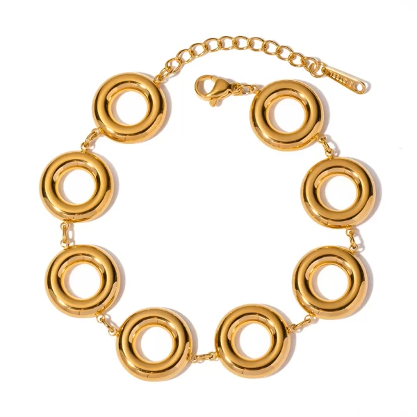 Stainless Steel Exquisite Glossy Circle Bracelet 18K Gold Plated For Women Men Fashion Waterproof Jewelry Gift