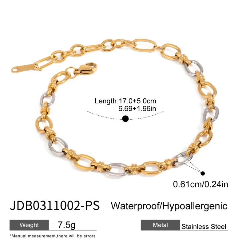 inimalist Versatile Stainless Steel Gold&Silver Color Chain Necklace Bracelet Set For Women Fashion Jewelry Accessory - Image 5