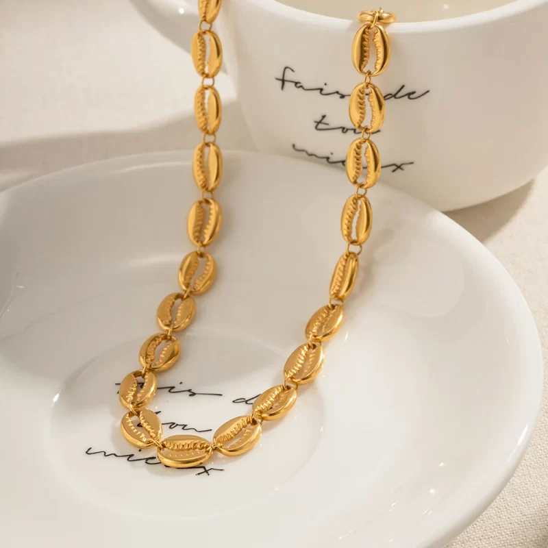 2023 New Trend Chic 18k Gold Plated Shell Shape Necklace Stainless Steel Fashion Jewelry - Image 4