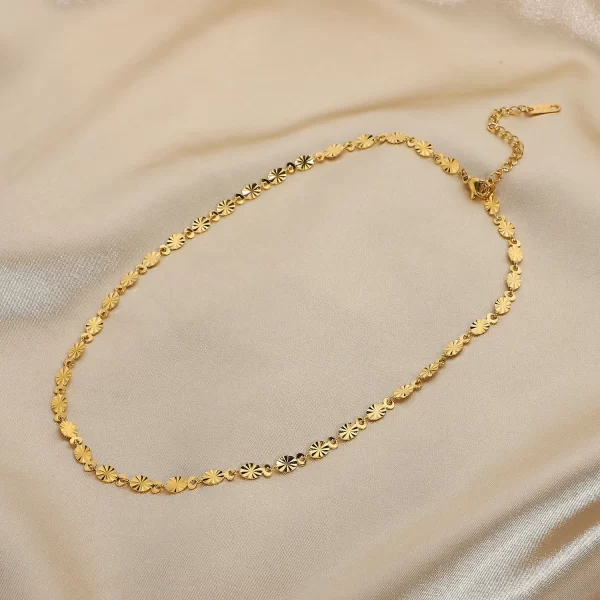 Vintage Oval Chain Necklace Daily Jewelry 18K Gold Plated Stainless Steel Oval Chain Choker Necklace for Girl - Image 3