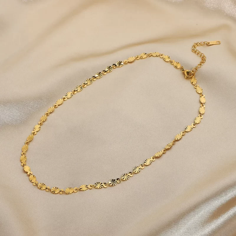 Vintage Oval Chain Necklace Daily Jewelry 18K Gold Plated Stainless Steel Oval Chain Choker Necklace for Girl - Image 3