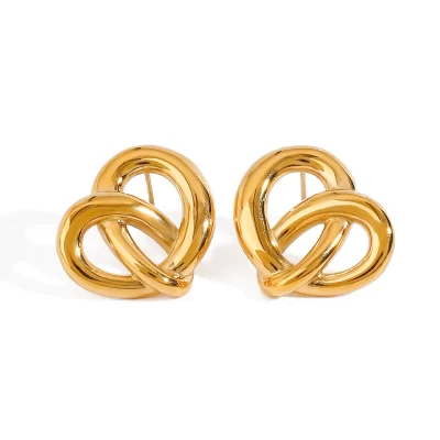 18K Gold Stainless Steel Polished Minimalist Trendy Jewelry Twisted Heart Hoop Earrings for Women