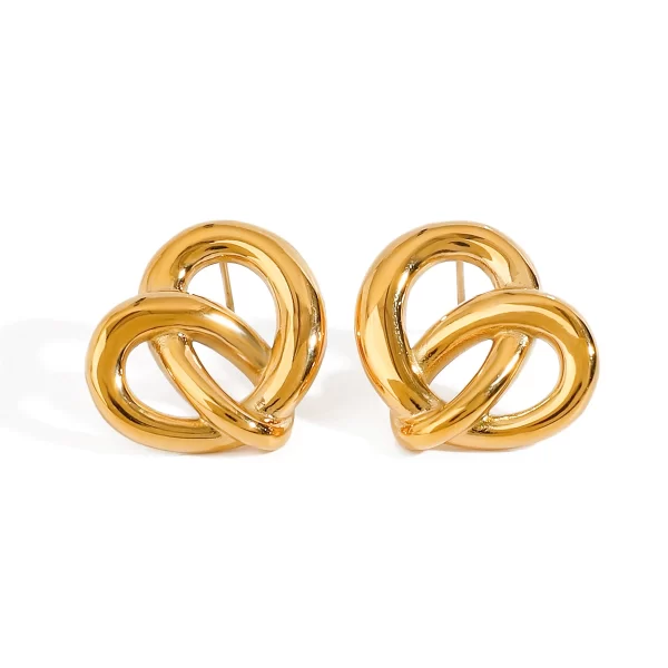 18K Gold Stainless Steel Polished Minimalist Trendy Jewelry Twisted Heart Hoop Earrings for Women