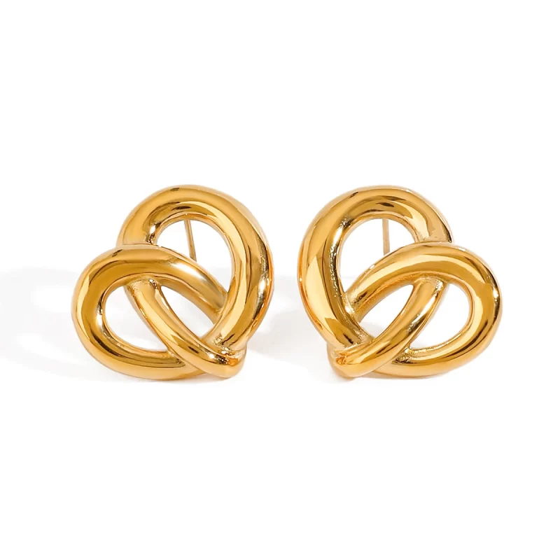 18K Gold Stainless Steel Polished Minimalist Trendy Jewelry Twisted Heart Hoop Earrings for Women
