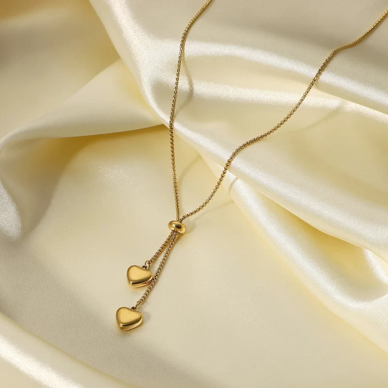 Cheap Y-shaped Stainless Steel Jewelry Party Gift Soft 14K Gold Rope Chain Love Heart Pendant Necklace Girls - Image 3