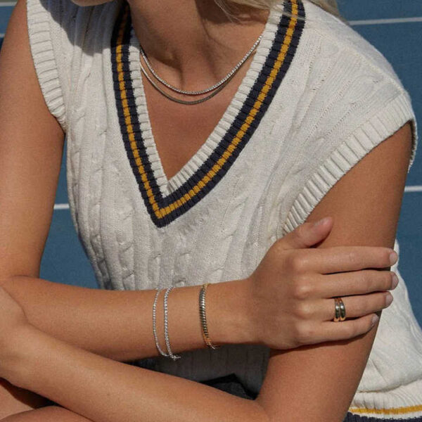 Luxury Stylish 18K Gold Stainless Steel Tennis Chain 3MM Zircon Chain Sports Tennis Chain Bracelet - Image 2