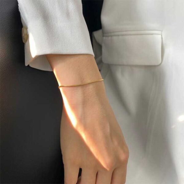 Dainty Super Thin Bone Chain Bracelet Stacking 18K Gold Plated Stainless Steel Bracelet for Women Accessories - Image 2