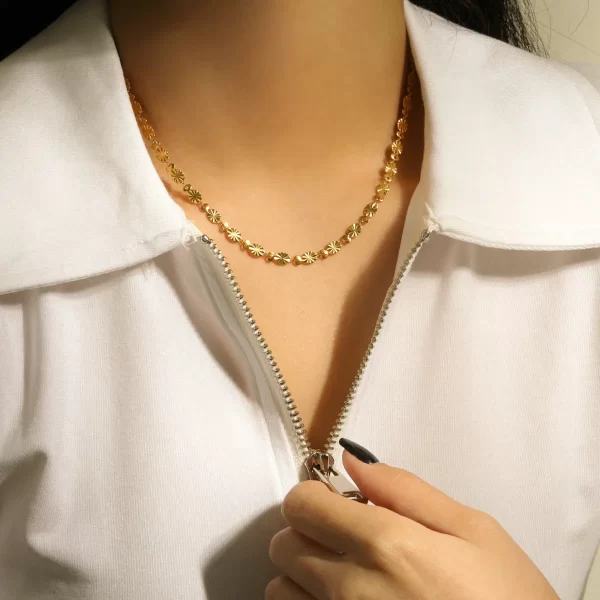 Vintage Oval Chain Necklace Daily Jewelry 18K Gold Plated Stainless Steel Oval Chain Choker Necklace for Girl - Image 4