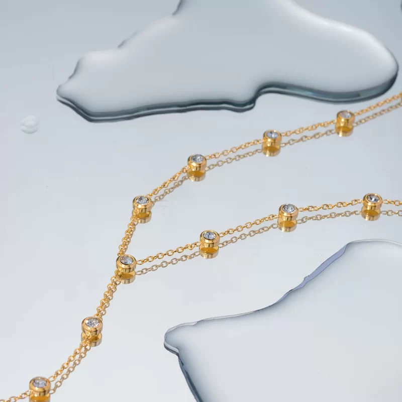 J&D Jewelry Dainty 18K PVD Gold Plated Stainless Steel Cubic Zirconia Long Y Shape Chain Necklace - Image 5