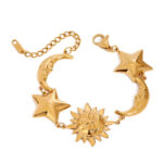Women's Model Niche 18K Gold Stainless Steel Star and Moon Bracelet