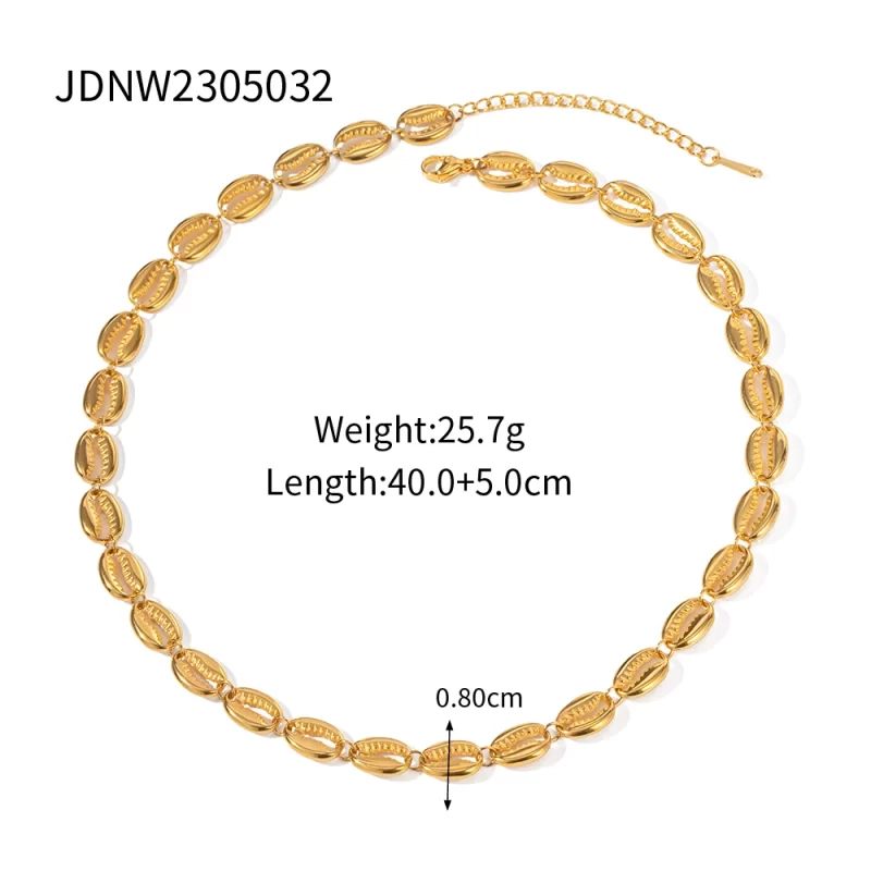 2023 New Trend Chic 18k Gold Plated Shell Shape Necklace Stainless Steel Fashion Jewelry - Image 6