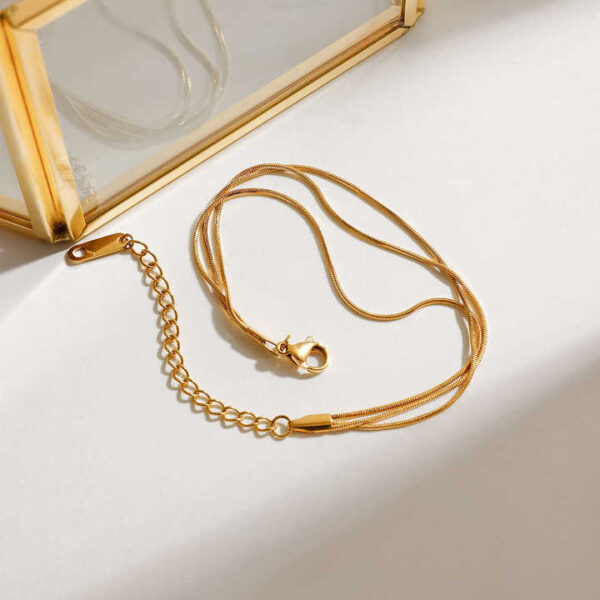 Modern Minimalist 18K Gold Stainless Steel Square Snake Bone Chain 3-layer Bracelet - Image 3