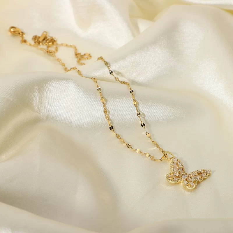 Fancy Crystal Butterfly Necklace 18K Gold Stainless Steel Jewelry Gift Cubic Zircon Butterfly Pendant Necklace Women - Image 3