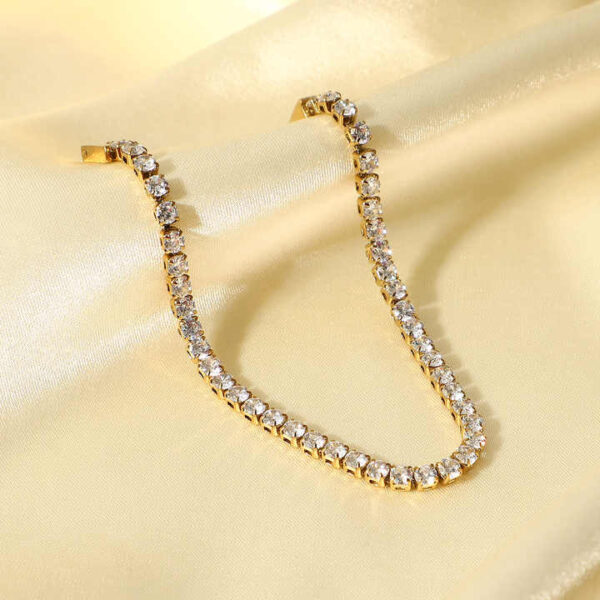 Jewelry Stainless Steel Snap Bracelet 14K Gold Plated Full Zircon Bracelet for Female - Image 3
