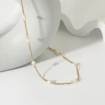 Minimalist 18K Gold Plated Charm Small Pearl Necklace Stainless Steel Interval Mini Pearls Necklace