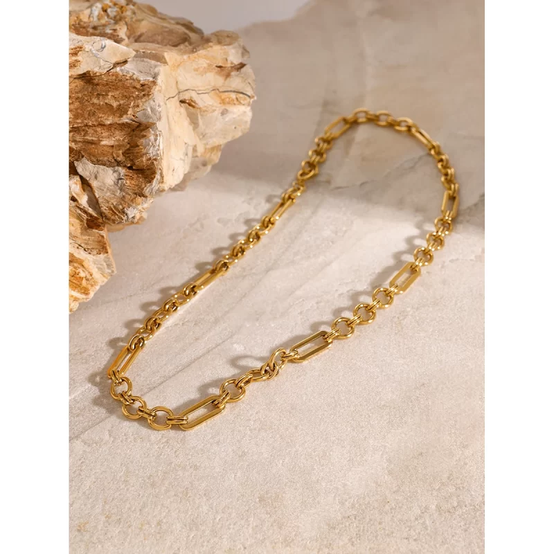 J&D 18k Gold Stainless Steel Handmade Chain Necklace 40cm Fashion Jewelry - Image 4