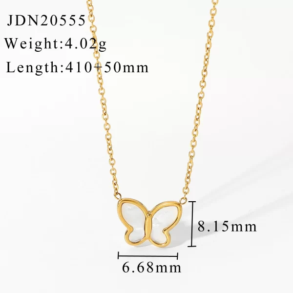 Tarnish Free Shell Butterfly Pendant Necklace For Women 18k Gold Plated Stainless Steel Choker Necklace - Image 6