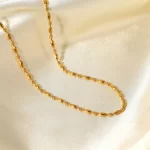 Geometric Round Bead Chain Choker Wedding Stainless Steel Oval Round Bead Chain Necklace