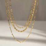 Youthway Modern Design Versatile 18K Gold Plated Stainless Steel Multi-layer Chain Necklace For Women Waterproof Jewelry Gift
