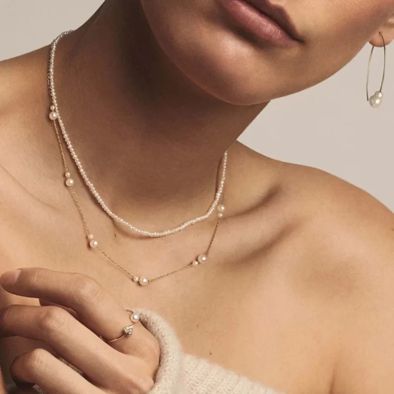 Minimalist 18K Gold Plated Charm Pearl Necklace Stainless Steel Exquisite Interval Pearls Necklace - Image 5