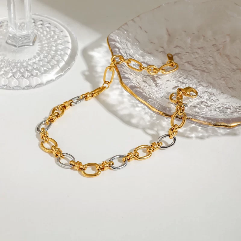 inimalist Versatile Stainless Steel Gold&Silver Color Chain Necklace Bracelet Set For Women Fashion Jewelry Accessory - Image 4