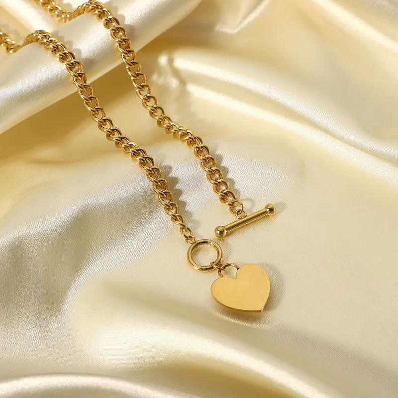 INS Cuban Green Zircon Inlaid 14k Stainless Steel Gold Plated Agate Necklace Jewelry Heart Pendant Necklace - Image 5