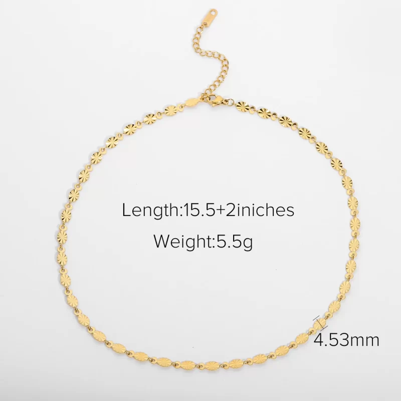 Vintage Oval Chain Necklace Daily Jewelry 18K Gold Plated Stainless Steel Oval Chain Choker Necklace for Girl - Image 6