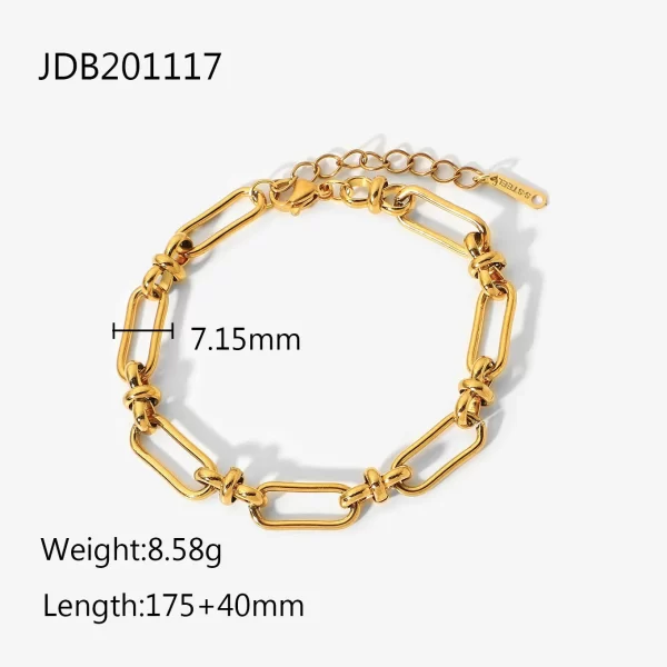 Versatile Trendy 18K Gold Plated Stainless Steel Geometric Hollow Chain Bracelet For Women Anti Allergic Jewelry Daily - Image 5