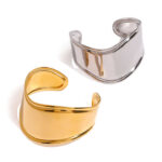 18k Gold Stainless Steel Irregular Wide Open Bangle Bracelet with Bold Design for a Contemporary Look