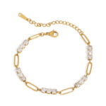 Women's Ins Chain Minimalist Paper Clip Bracelet Circular Zircon Classic Gold Plated Sports Moissanite Bracelets Bangles