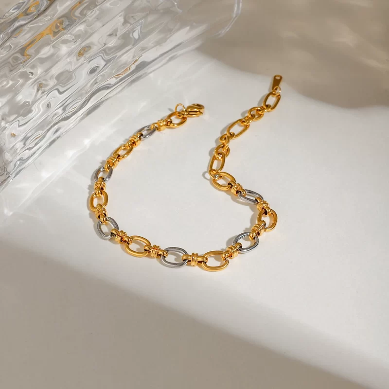 inimalist Versatile Stainless Steel Gold&Silver Color Chain Necklace Bracelet Set For Women Fashion Jewelry Accessory - Image 3
