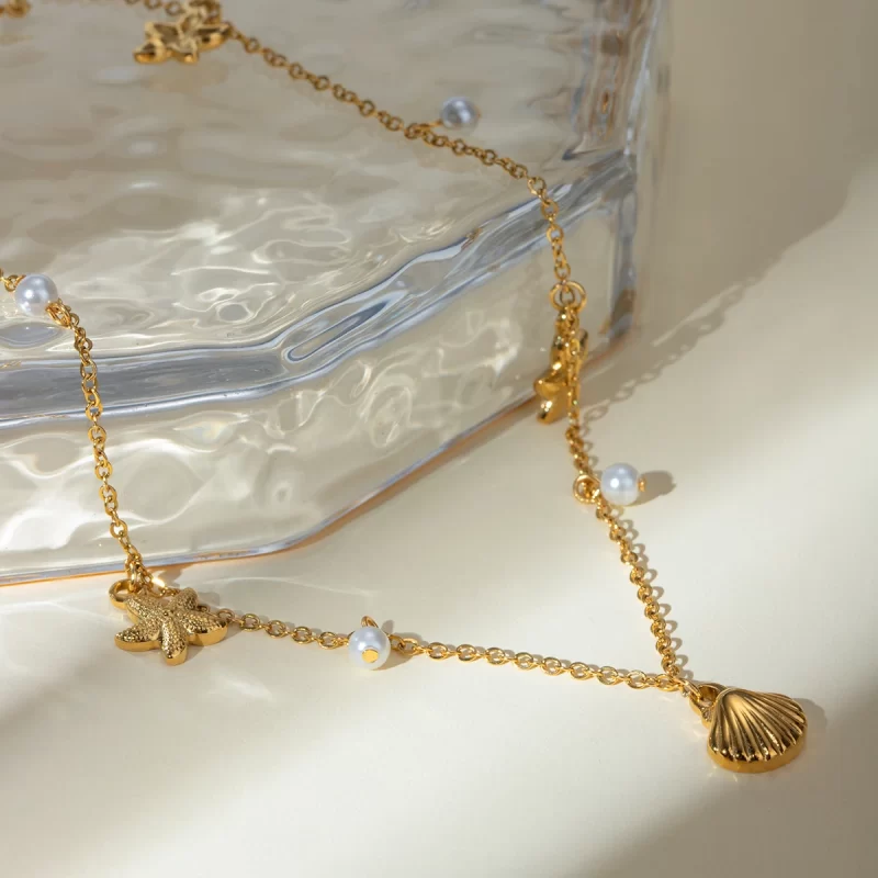 J&D Women Party Jewelry Stainless Steel 18K Gold Plated Necklaces Four Layer Rhinestone Chain Necklaces - Image 3