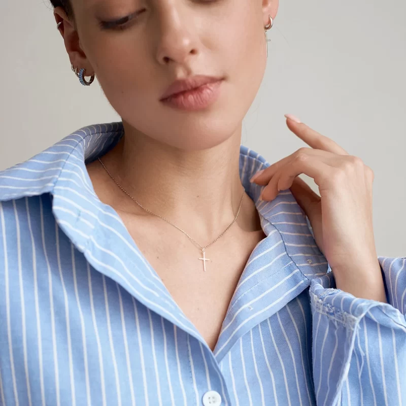 18k Clean Fit 18K Gold Plated Stainless Steel Minimalist Jewelry Religious Cross Pendant Necklace Women - Image 3