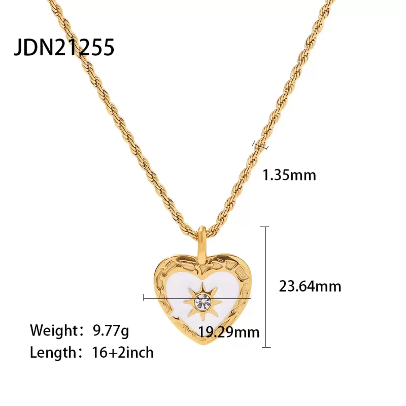 Metal Texture Stainless Steel Pearl Cubic Zirconia Pendant Necklace PVD Gold Plated Waterproof Jewelry For Women 2022 NEW - Image 6