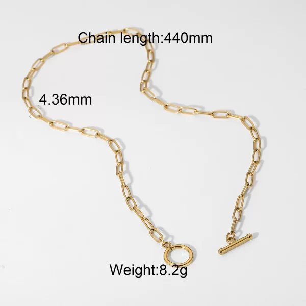 Casual Sporty Rectangle Link Chain Choker Necklace for Women Gold Plated Stainless Steel OT Botton Necklace - Image 6