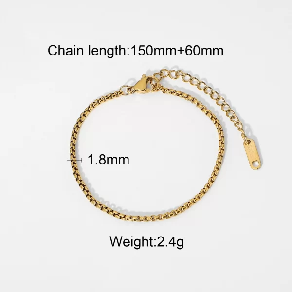 Gold Plated Stainless Steel Box Chain Stacking Bracelet For Women Punk Style Waterproof Bracelet Jewelry Gifts - Image 4