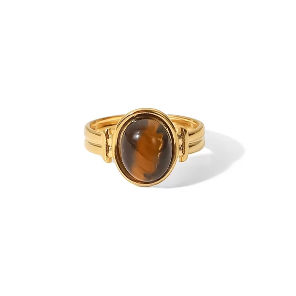 18k Gold Stainless Steel Irregular Geometric Line Liquid Open Ring Funky Trendy Adjustable Jewelry