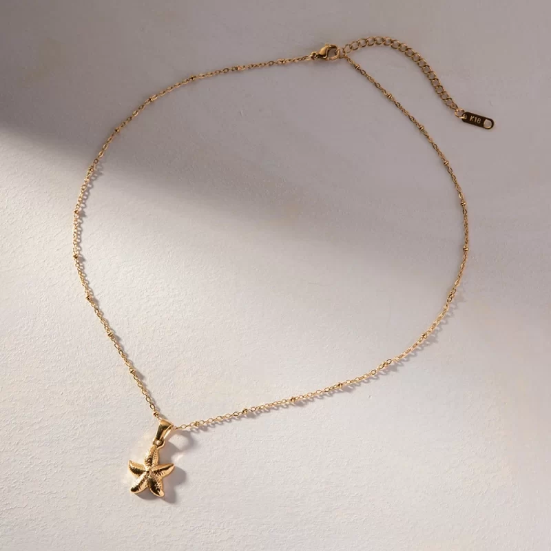 J&D Jewelry Ocean Series 18K Gold Plated Stainless Steel Starfish Chunky Pendant Necklace for Girls - Image 5