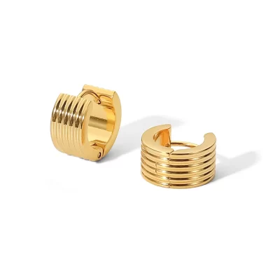 18K Gold Plated Stainless Steel Jewelry Gift Geometric Silver Color Square C Earrings for Women