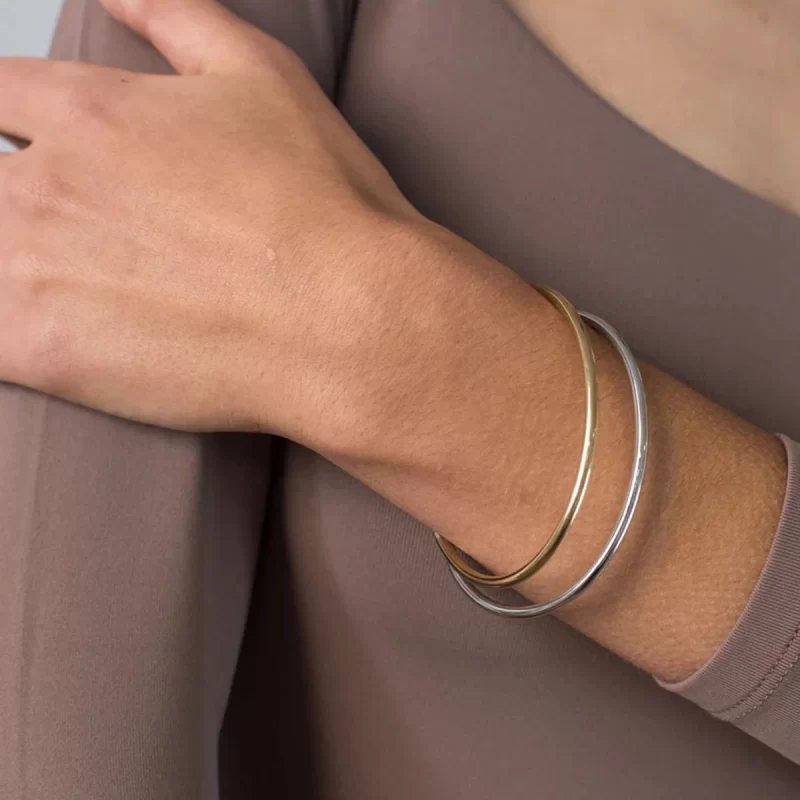 Minimalist Trendy Stainless Steel Gold&Silver Color Circle Bracelet Bangle For Women Waterproof Anti Allergic Jewelry - Image 3