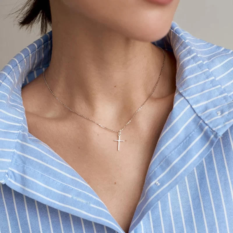 18k Clean Fit 18K Gold Plated Stainless Steel Minimalist Jewelry Religious Cross Pendant Necklace Women - Image 4