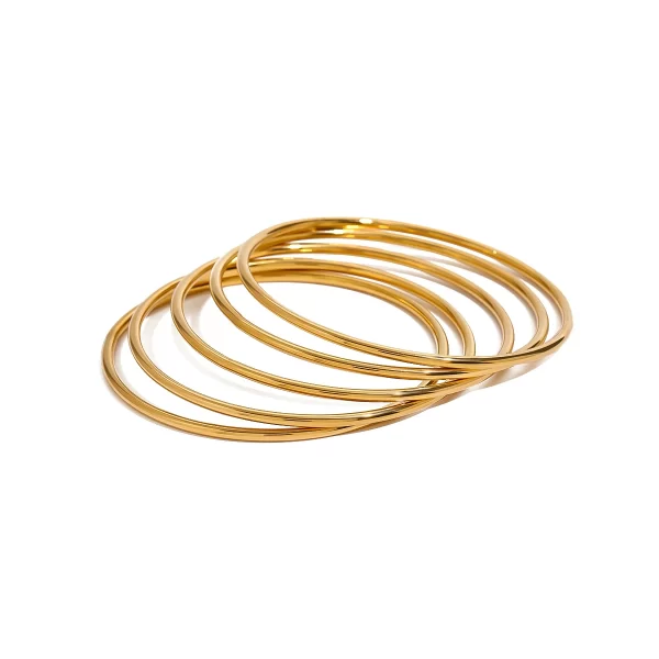 Minimalist Trendy Stainless Steel Gold Color Circle Bracelet Bangle For Women Waterproof Anti Allergic Jewelry